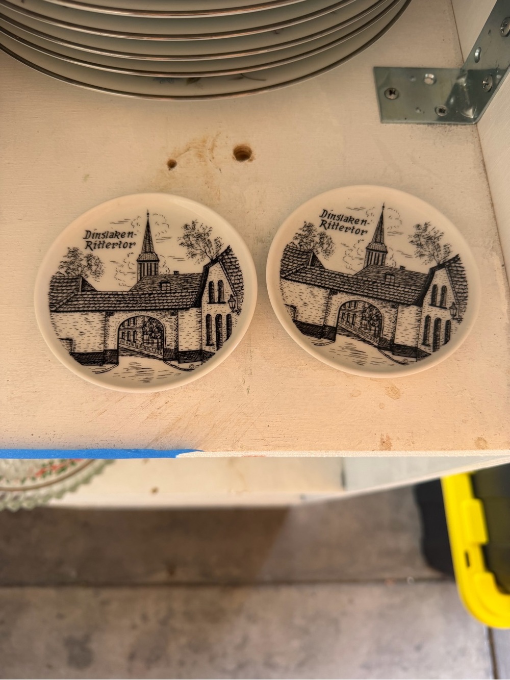 Vintage German Souvenir Coaster/trinket dish/tea bag plate 2 Pieces